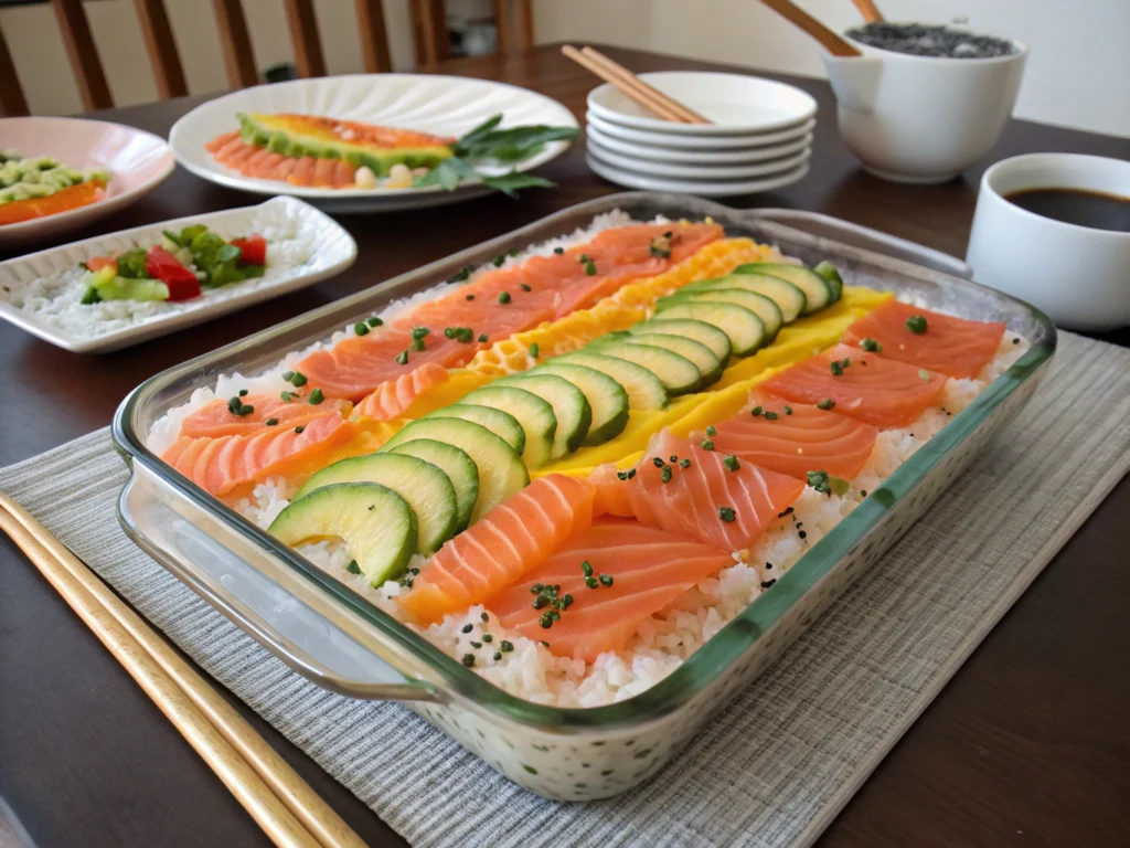 salmon sushi bake recipe